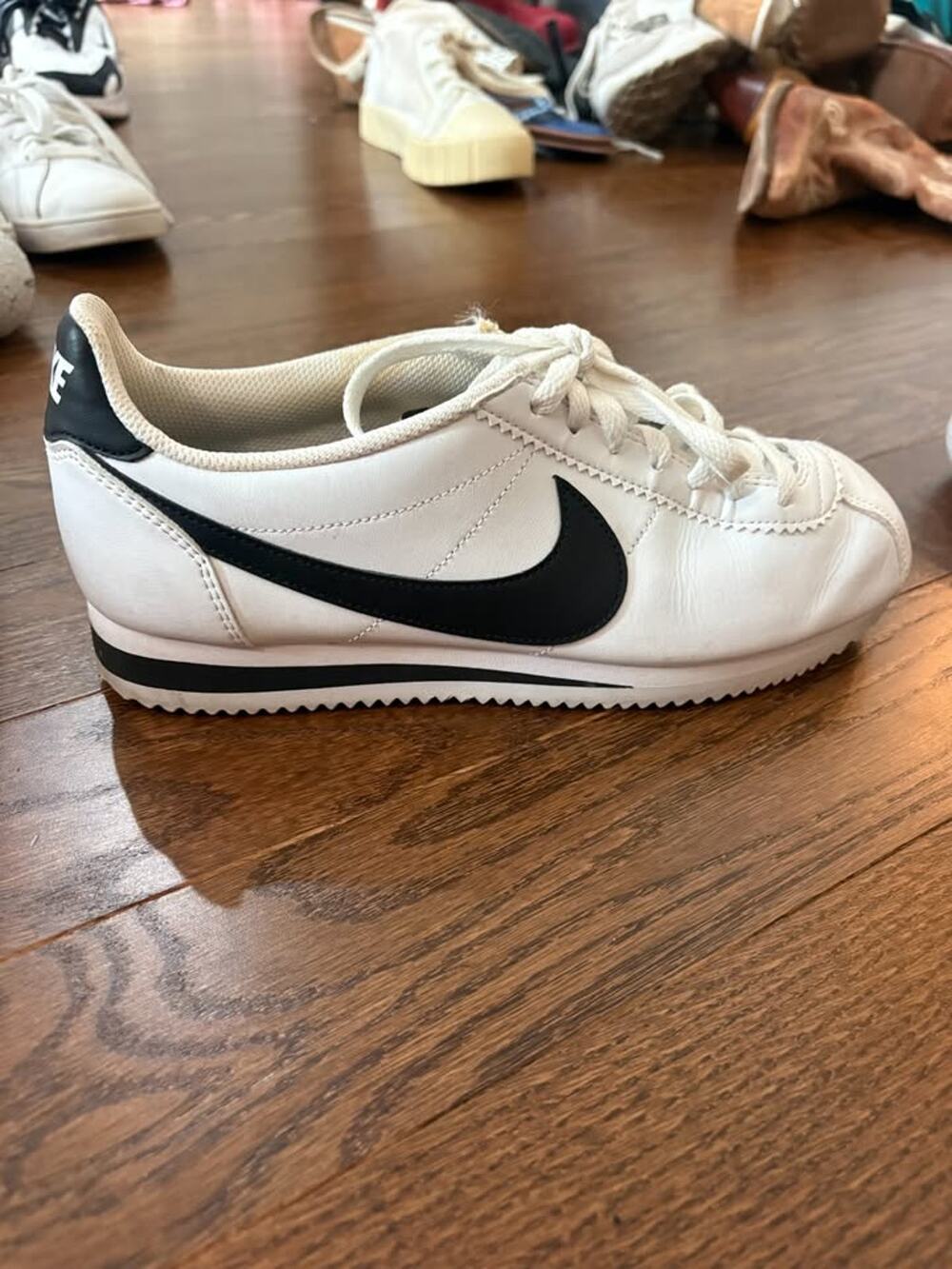 Nike Cortez White and Black Sneakers Women's 9.5